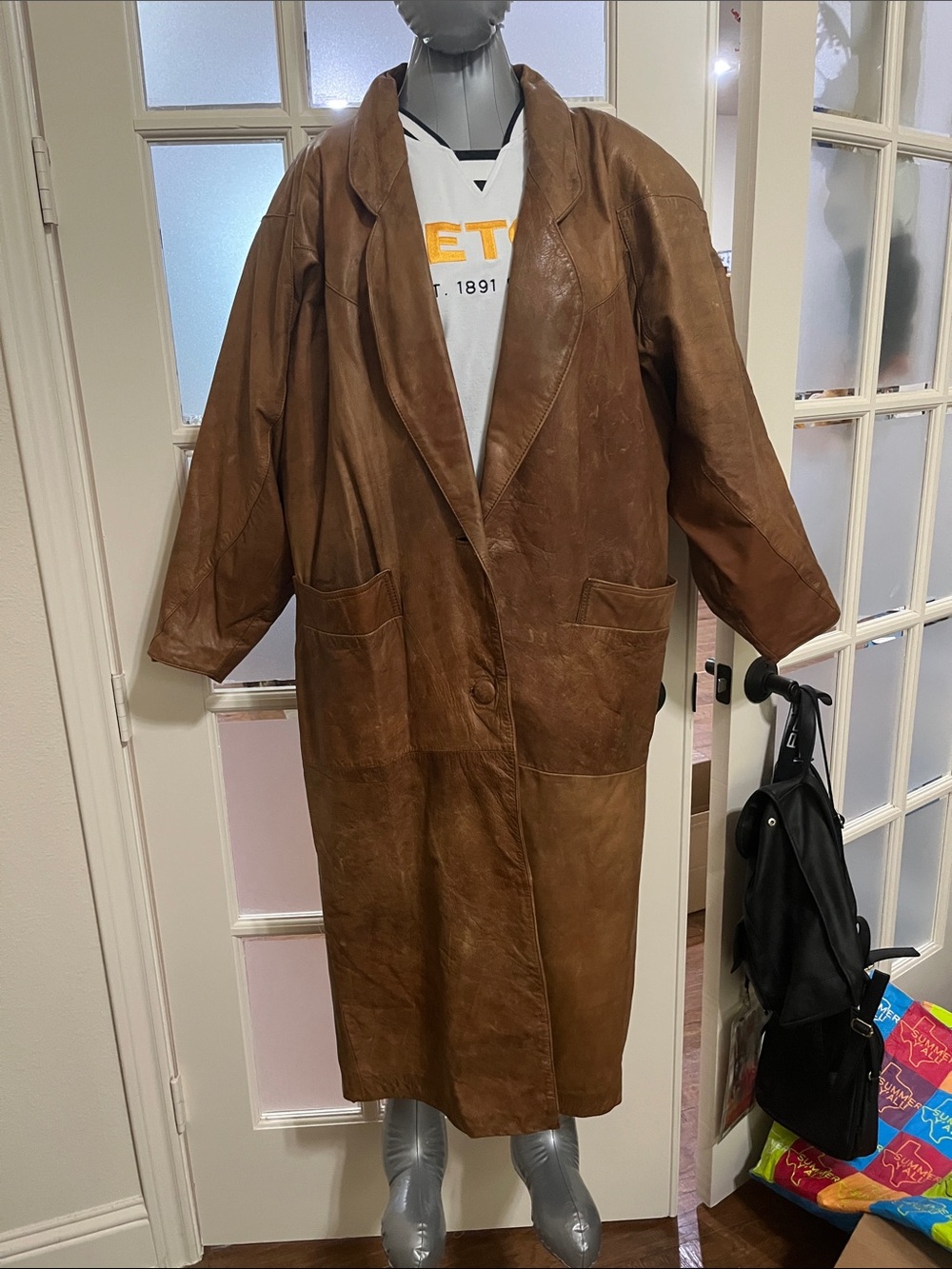 Vintage Brown Leather Trench Coat by Compagnie Internationale Express